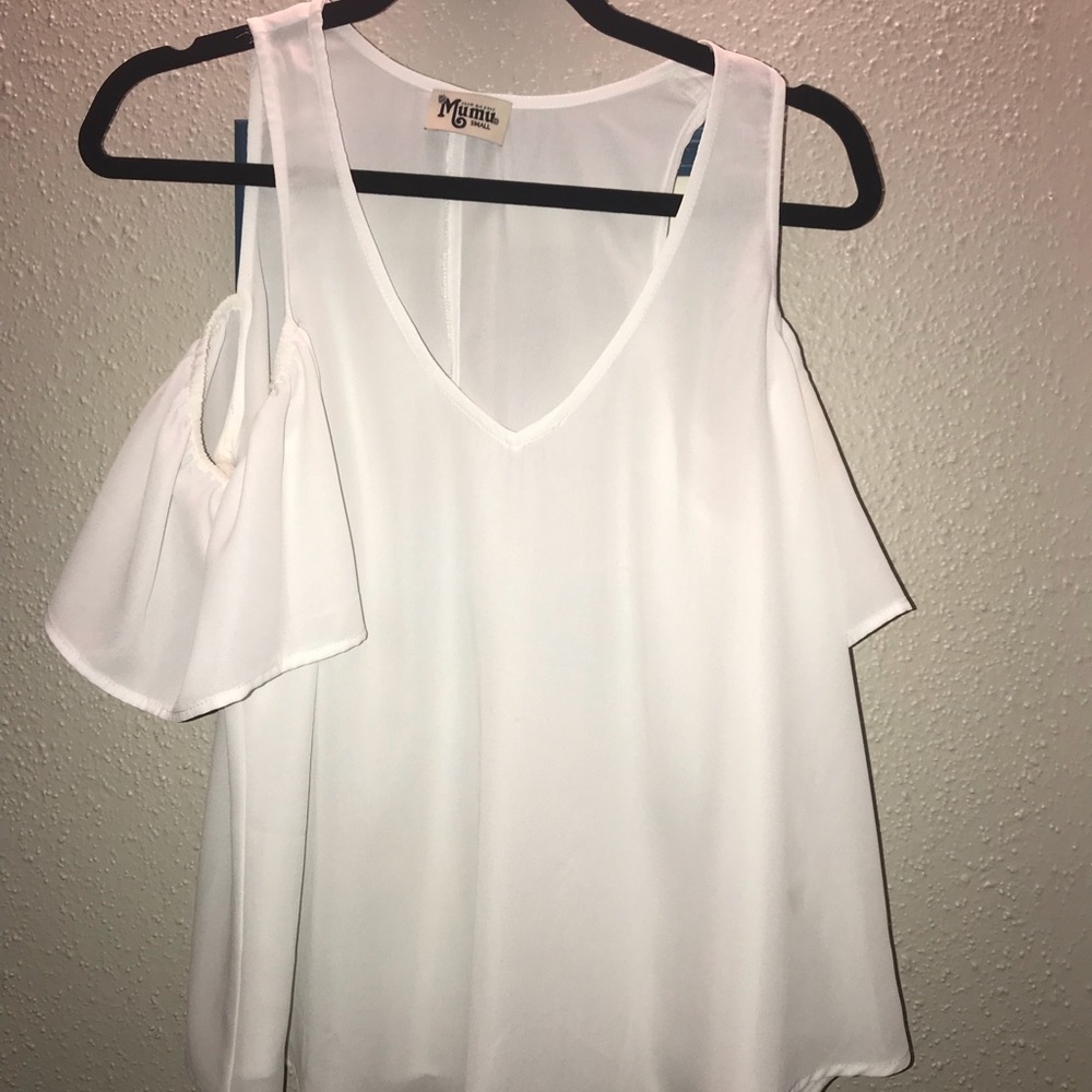Show me your mumu white crisp cold shoulder small